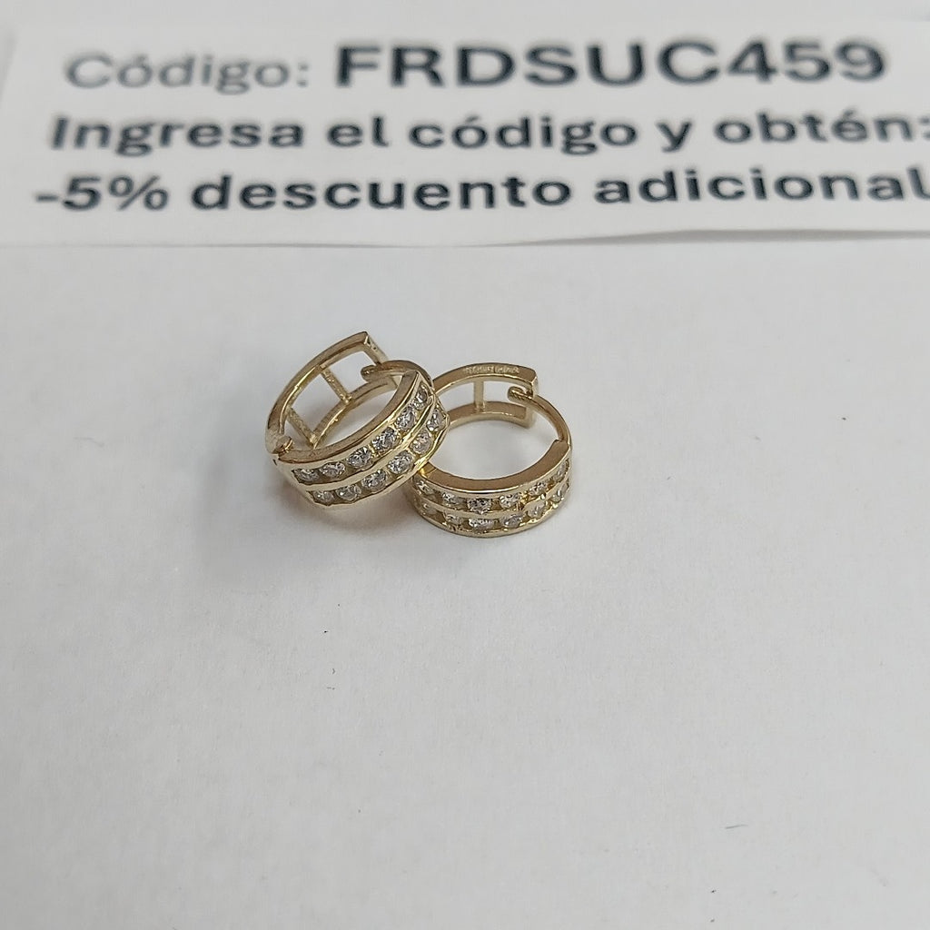 ARETES HUGGIES C CIRCONIAS 14K 1.8 GR (NUEVO)