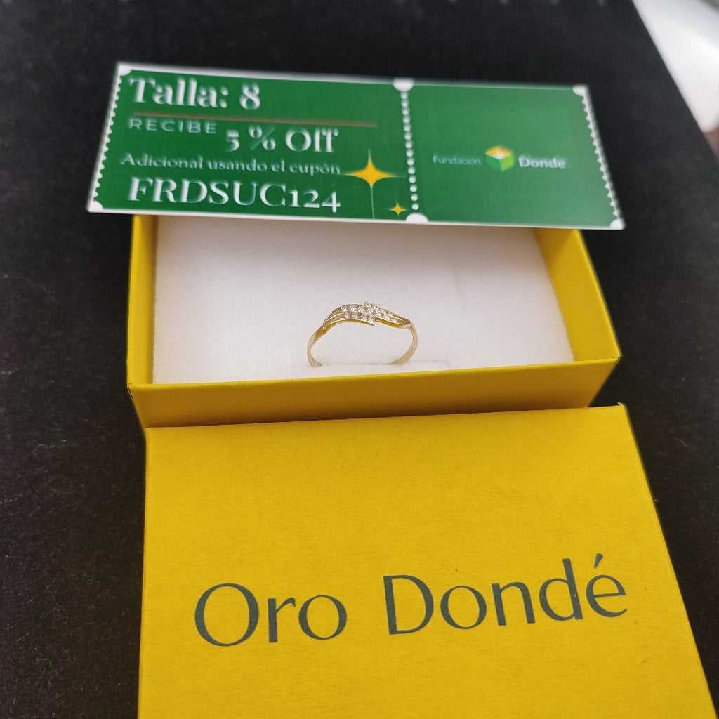 ANILLOS C CIRCONIAS 14K TALLA 8 0.8 GR (NUEVO)