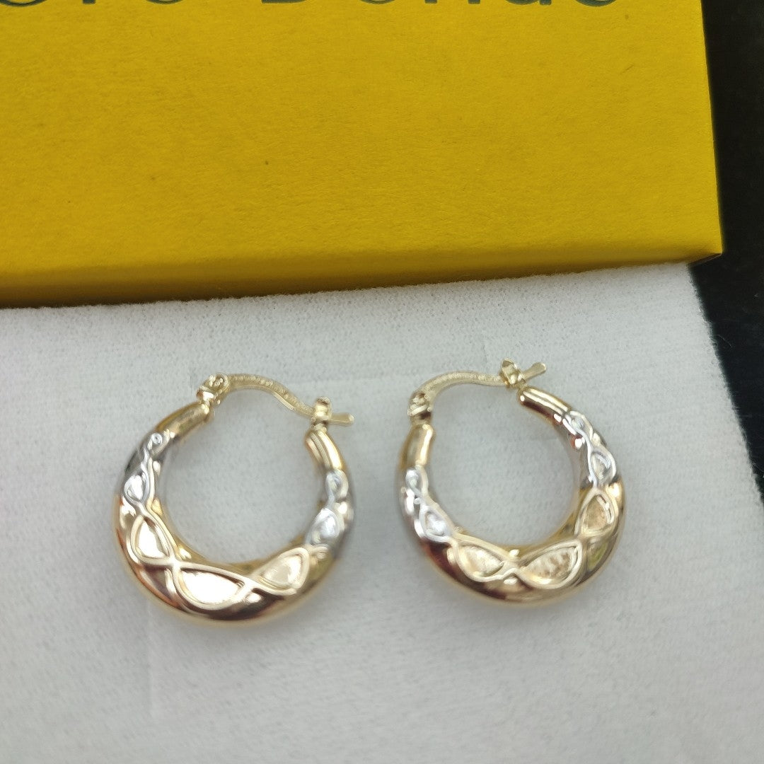 ARETES ARRACADAS COMBINADAS CON INFINITO 14K 2.3 GR (NUEVO)