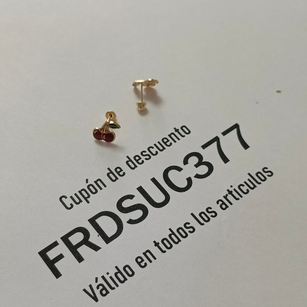 BROQUELES BROQUE FIG CEREZA C ESMALTE 14K 0.2203 GR (NUEVO)