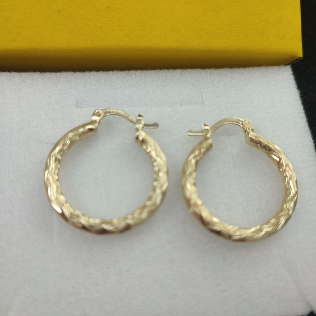ARETES TEJIDO ARRACADA LABRADA 14K 2.5 GR (NUEVO)