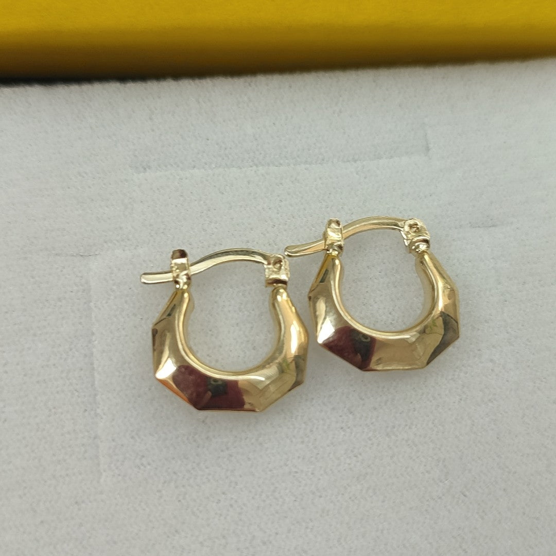 ARETES TEJIDO ARRACADA FACETADA 14K 1.3 GR (NUEVO)