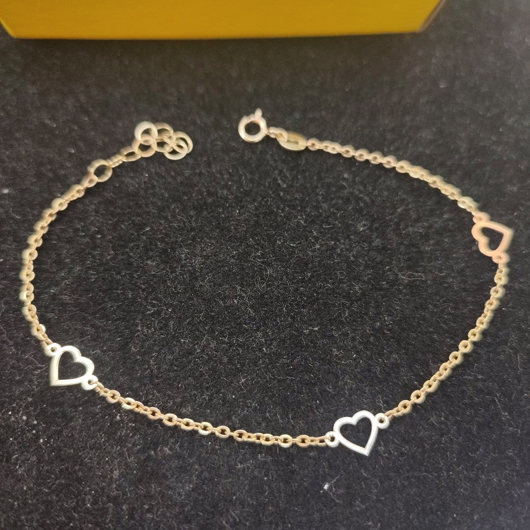 PULSERA ESPECIAL CON CORAZONES 10K 18 CM 1.2 GR (NUEVO)
