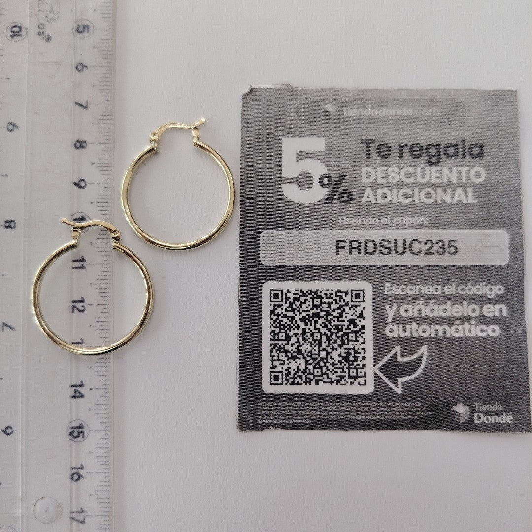 ARETES TEJIDO ARRACADAS LISAS 14K 1.5 GR (NUEVO)