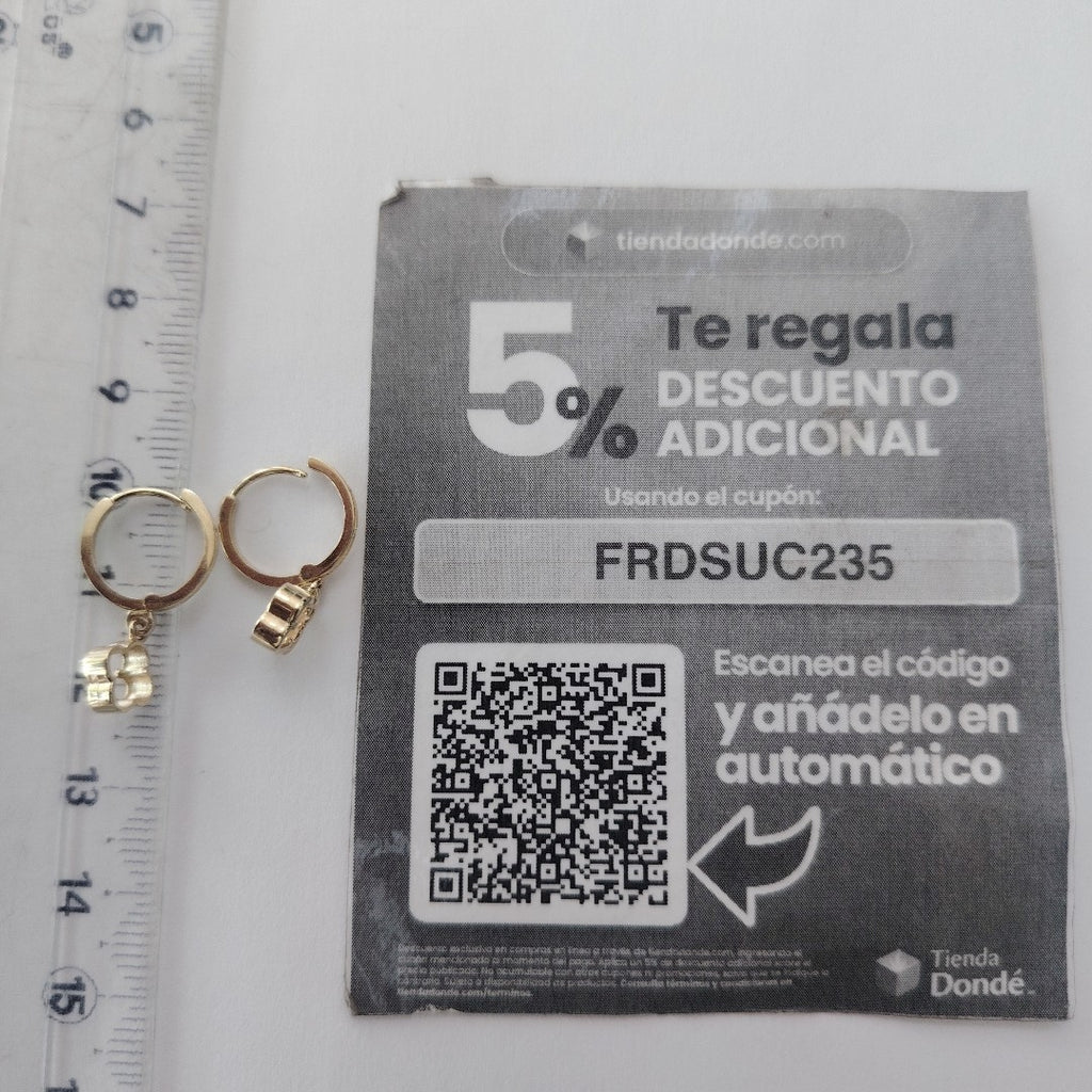 ARETES ARRACADAS CON DIJE 14K 2.3 GR (NUEVO)