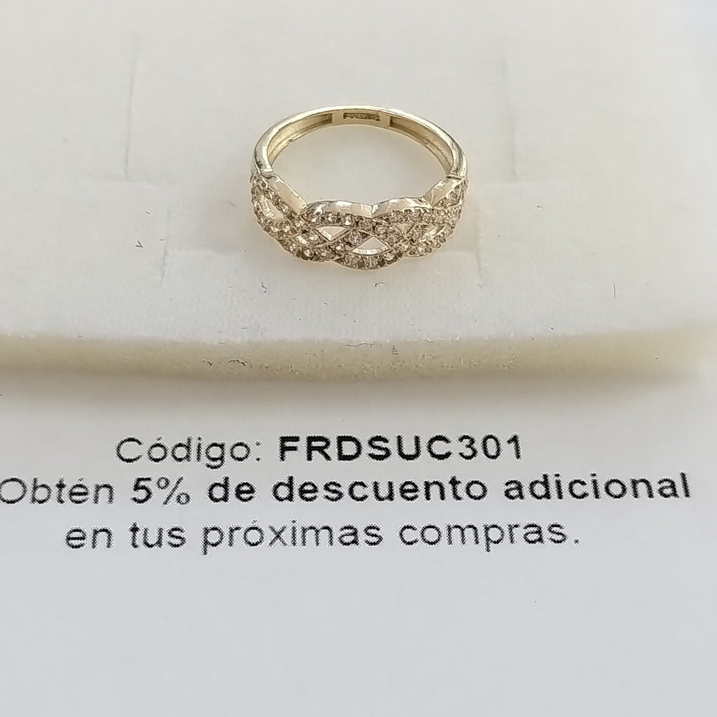ANILLOS TRENZADO CON CIRCONIAS 14K TALLA 7 2.4 GR (NUEVO)