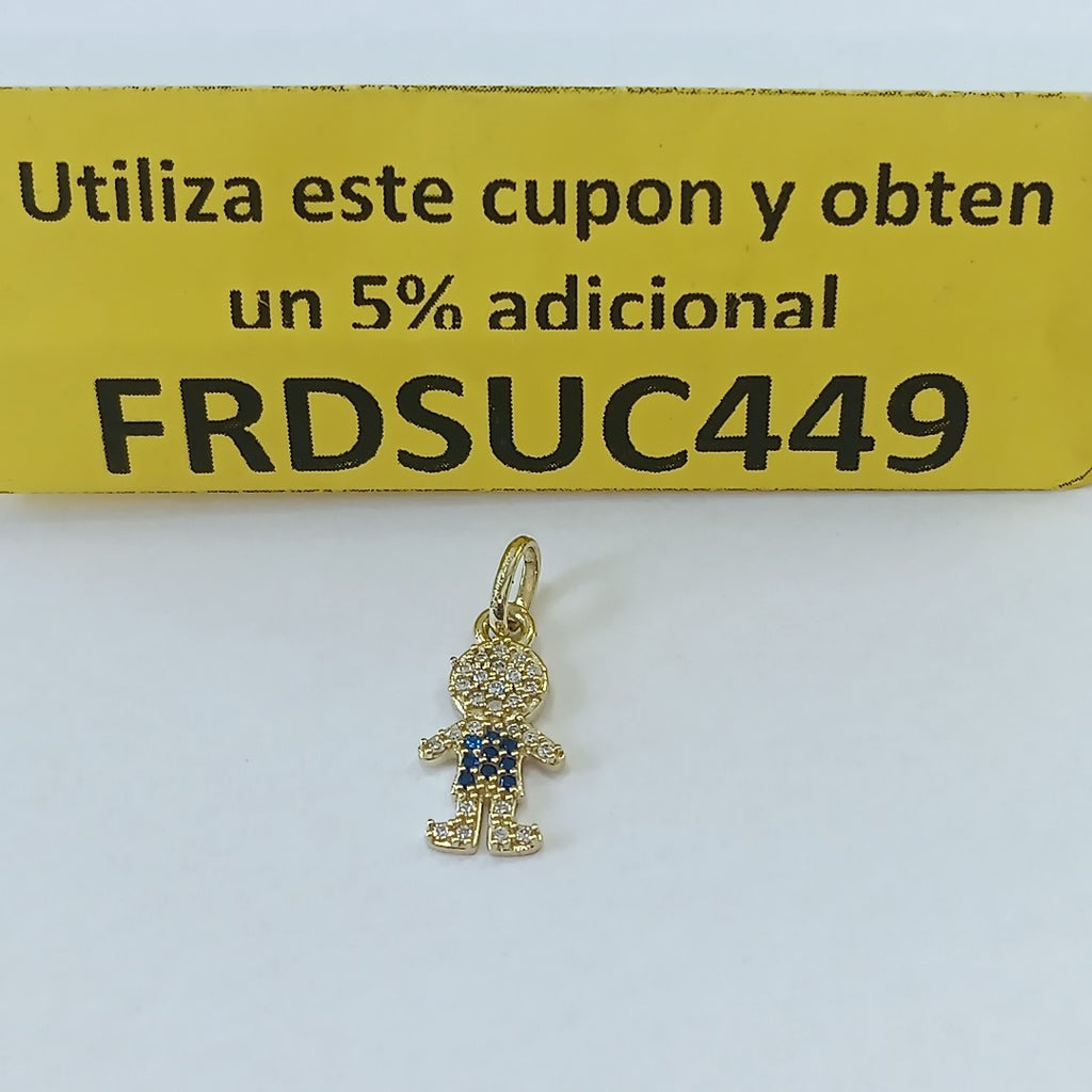 DIJE NIÑO CON CIRCONIAS Y PIEDRAS DE COLOR 10K 0.8 GR (NUEVO)