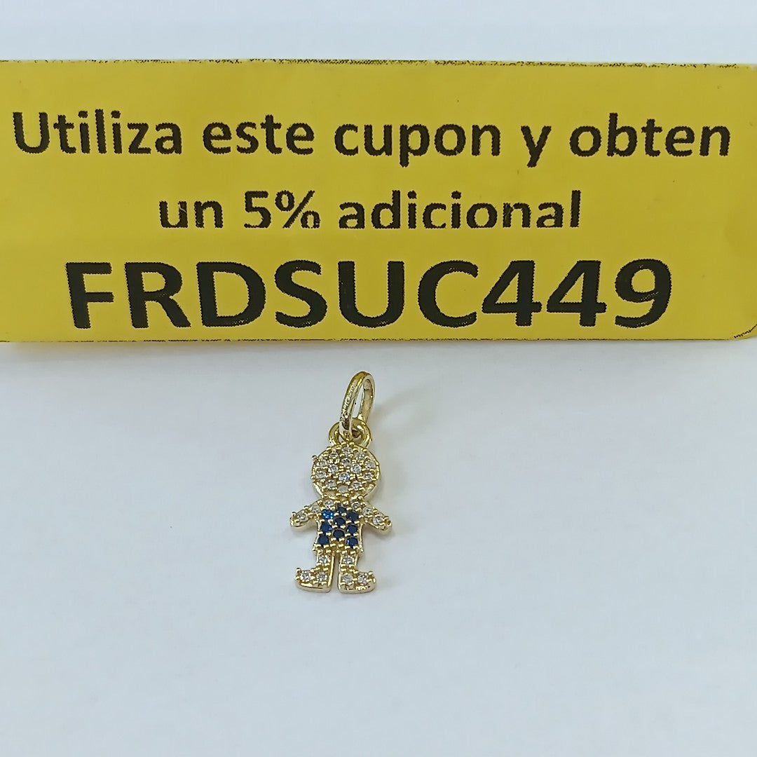 DIJE NIÑO CON CIRCONIAS Y PIEDRAS DE COLOR 10K 0.8 GR (NUEVO)