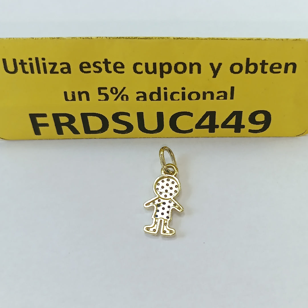 DIJE NIÑO CON CIRCONIAS Y PIEDRAS DE COLOR 10K 0.9 GR (NUEVO)