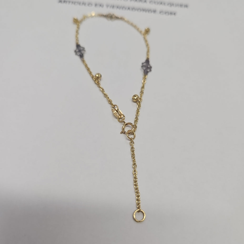 PULSERA ESPECIAL CON TREBOL 14K 18 CM 1.8 GR (NUEVO)