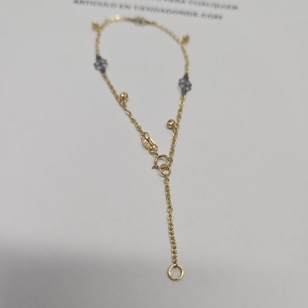 PULSERA ESPECIAL CON TREBOL 14K 18 CM 1.8 GR (NUEVO)