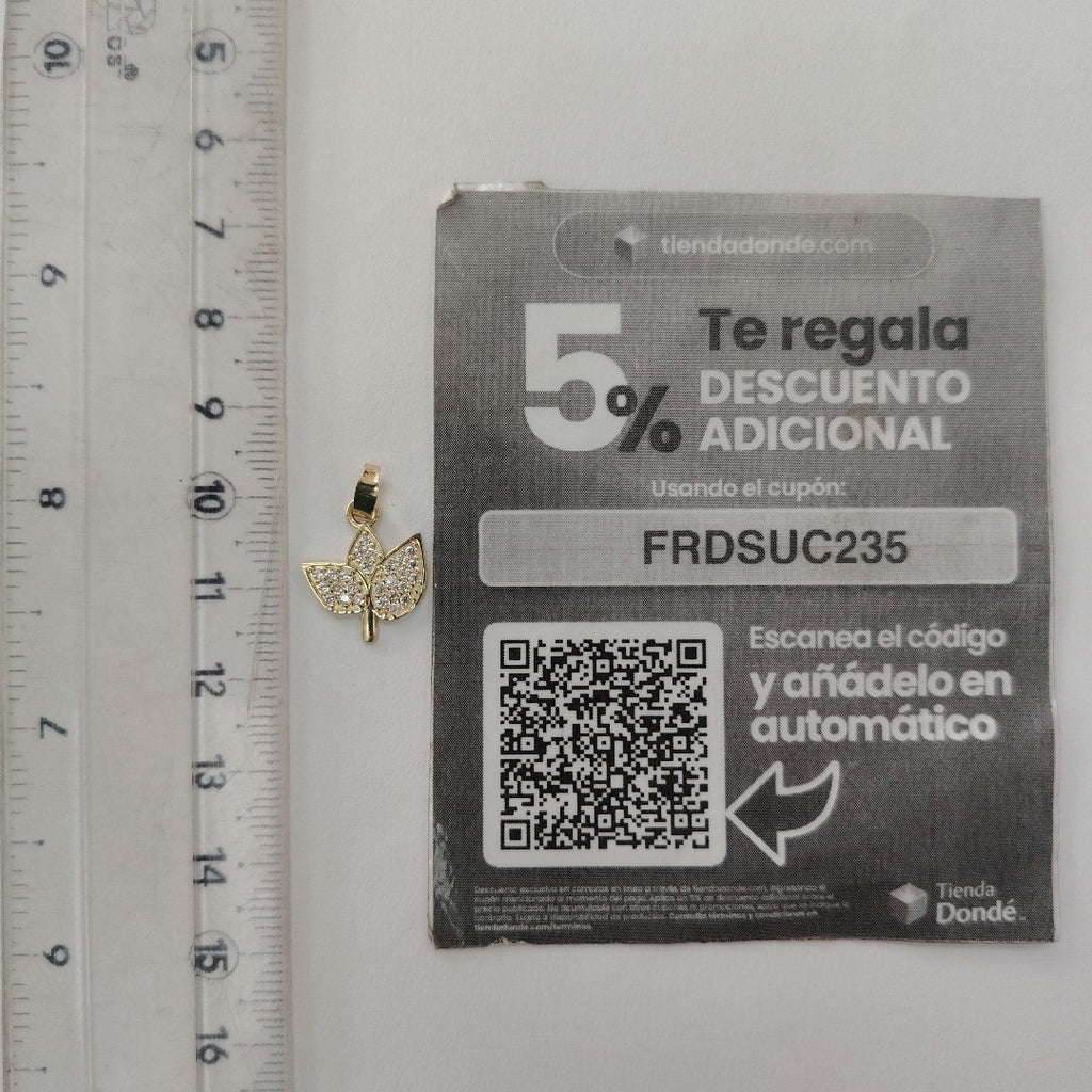 DIJE TEJIDO HOJAS CON CIRCONIAS 14K 0.9 GR (NUEVO)