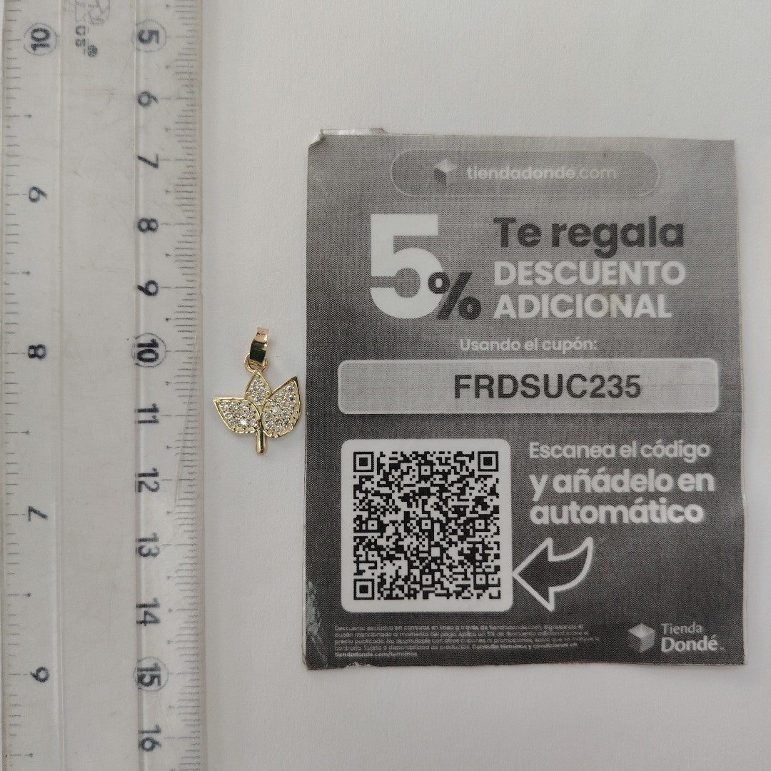 DIJE TEJIDO HOJAS CON CIRCONIAS 14K 0.9 GR (NUEVO)