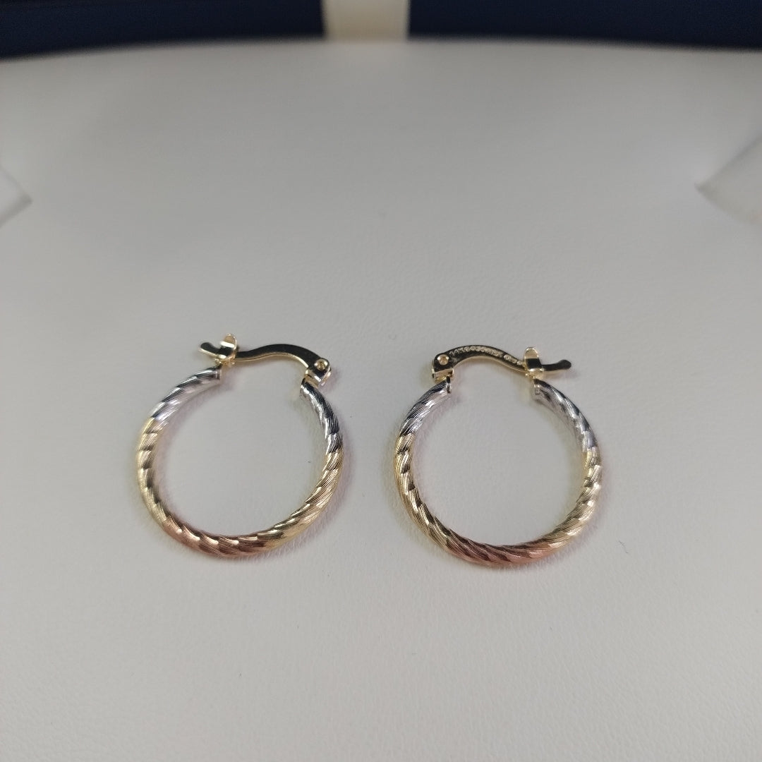 ARETES TEJIDO ARRACADAS TZL COMBINADAS 14K 1.8 GR (NUEVO)