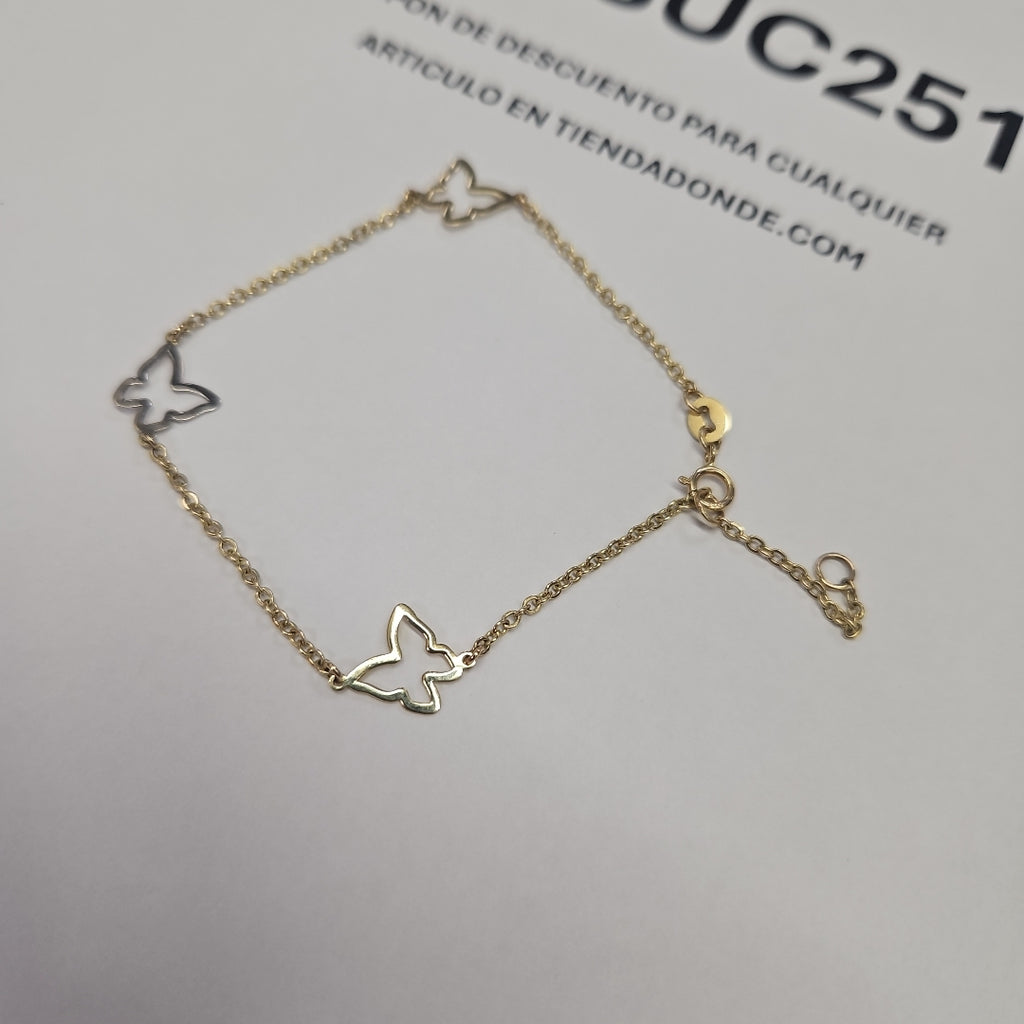 PULSERA ESPECIAL C MARIPOSAS 14K 18 CM 1.7 GR (NUEVO)