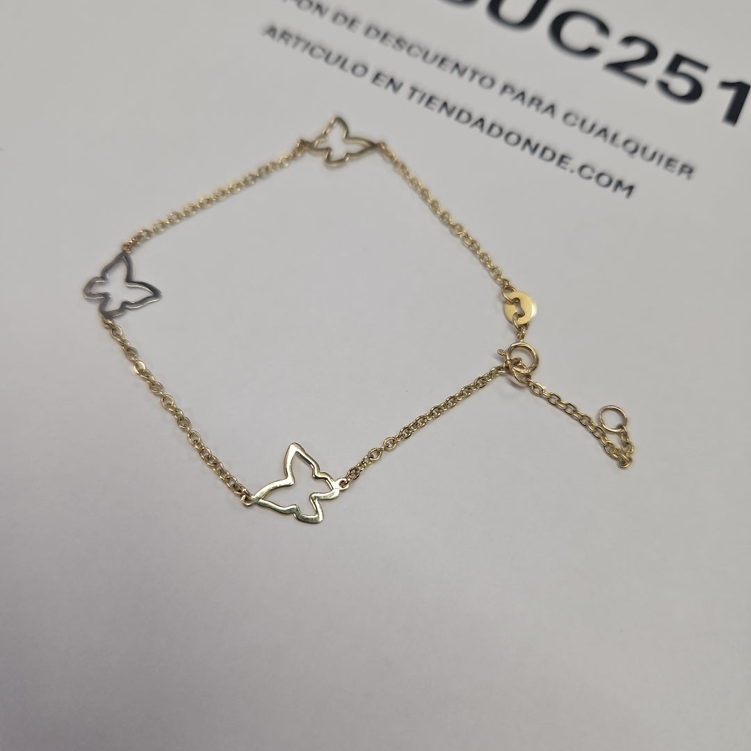 PULSERA ESPECIAL C MARIPOSAS 14K 18 CM 1.7 GR (NUEVO)