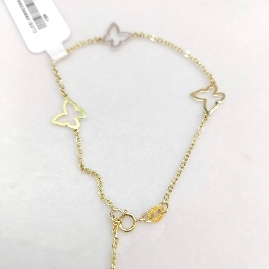 PULSERA ESPECIAL C MARIPOSAS 14K 18 CM 1.7 GR (NUEVO)
