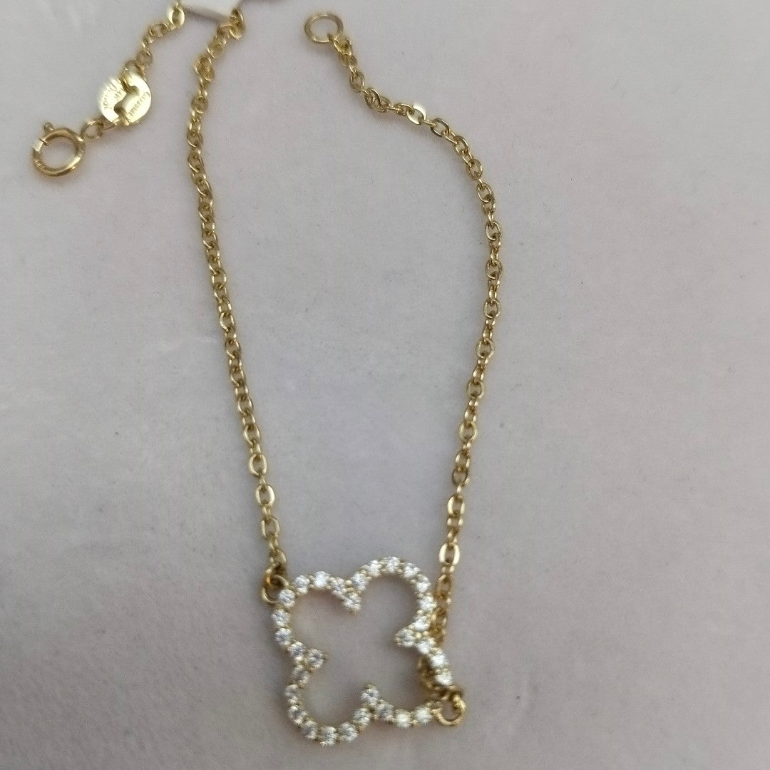 PULSERA TEJIDO ESPECIAL C CIRCONIAS 14K 18 CM 1.8 GR (NUEVO)