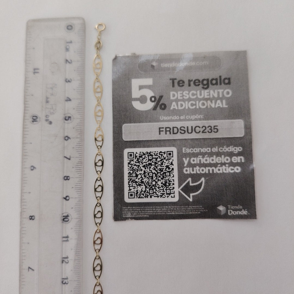 PULSERA TEJIDO ESPECIAL CON CORAZON 14K 18 CM 1.4 GR (NUEVO)