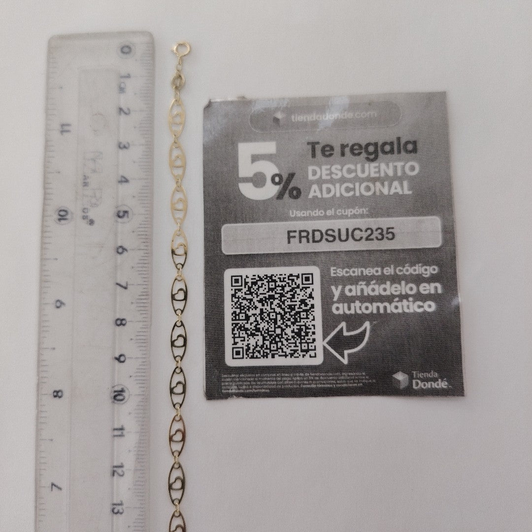 PULSERA TEJIDO ESPECIAL CON CORAZON 14K 18 CM 1.4 GR (NUEVO)