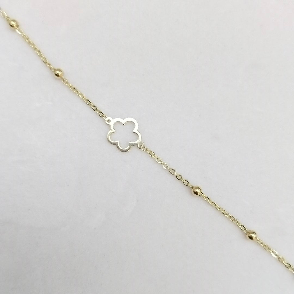PULSERA TEJIDO ESPECIAL CON FLOR 14K 18 CM 1.6 GR (NUEVO)