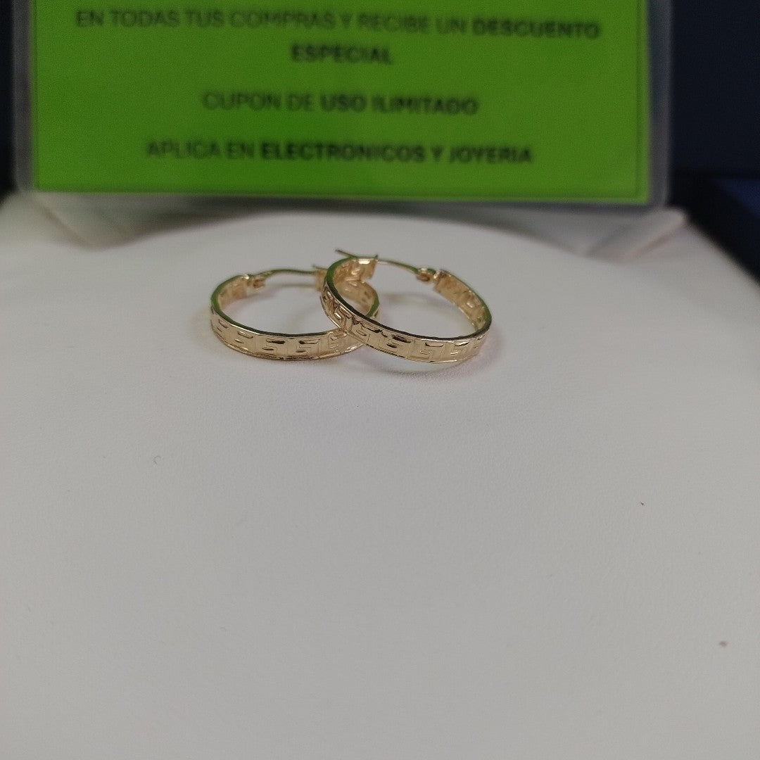 ARETES ARRACADA CON GRECAS 14K 2.1 GR (NUEVO)