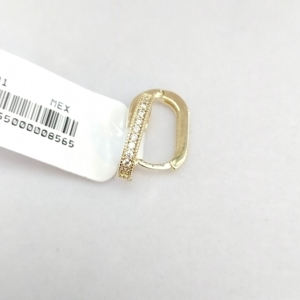 ARETES HUGGIES OVALADA C CIRCONIAS 14K 2.3 GR (NUEVO)
