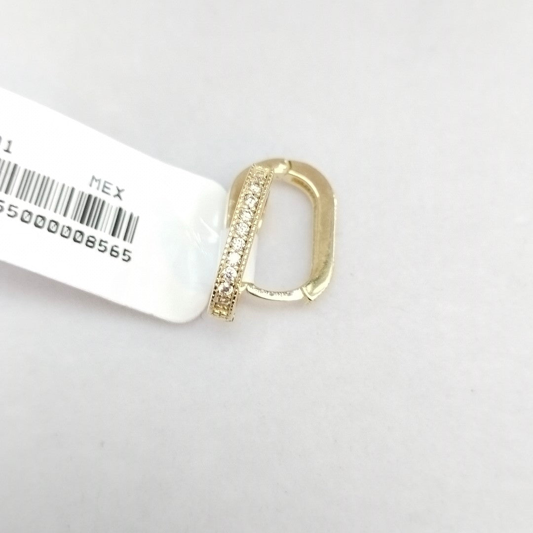 ARETES HUGGIES OVALADA C CIRCONIAS 14K 2.3 GR (NUEVO)