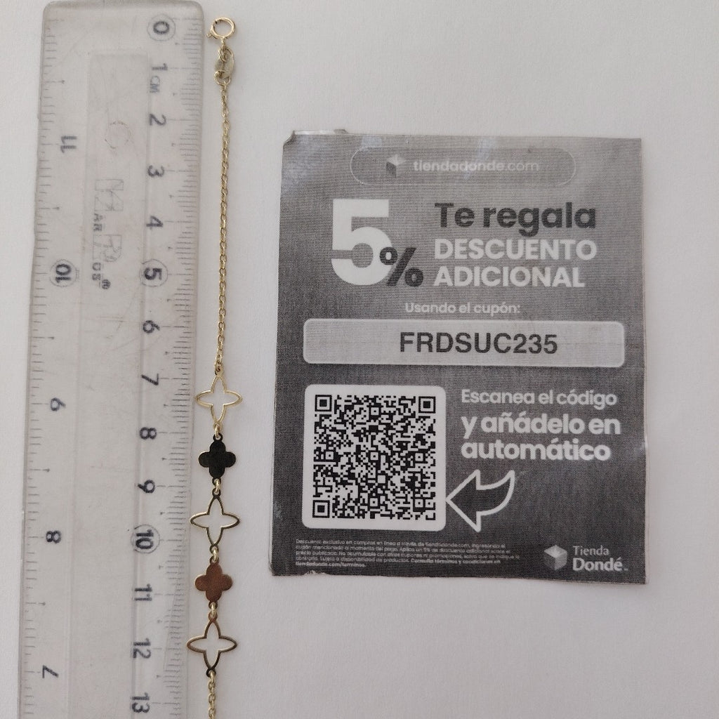 PULSERA TEJIDO ESP CON TREBOL 14K 18 CM 1.6 GR (NUEVO)
