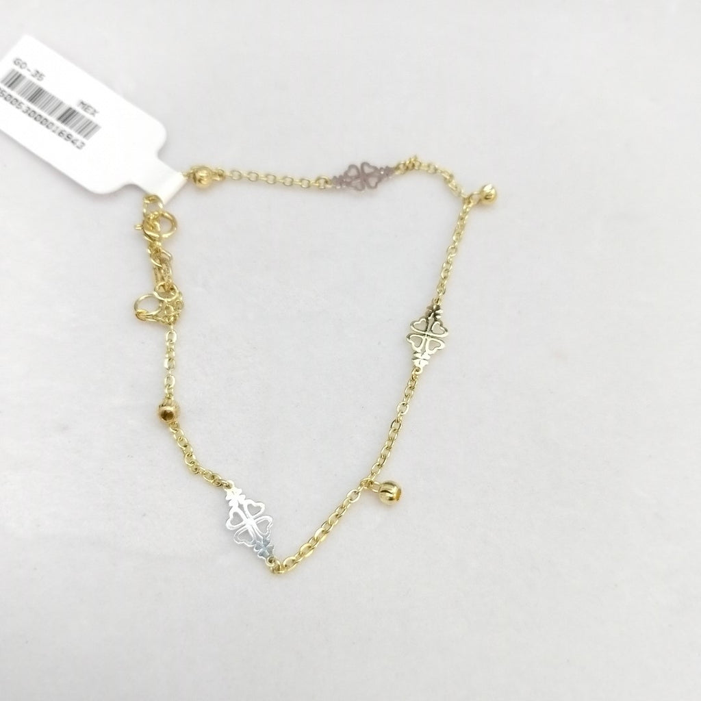 PULSERA ESPECIAL CON TREBOL 14K 18 CM 1.8 GR (NUEVO)