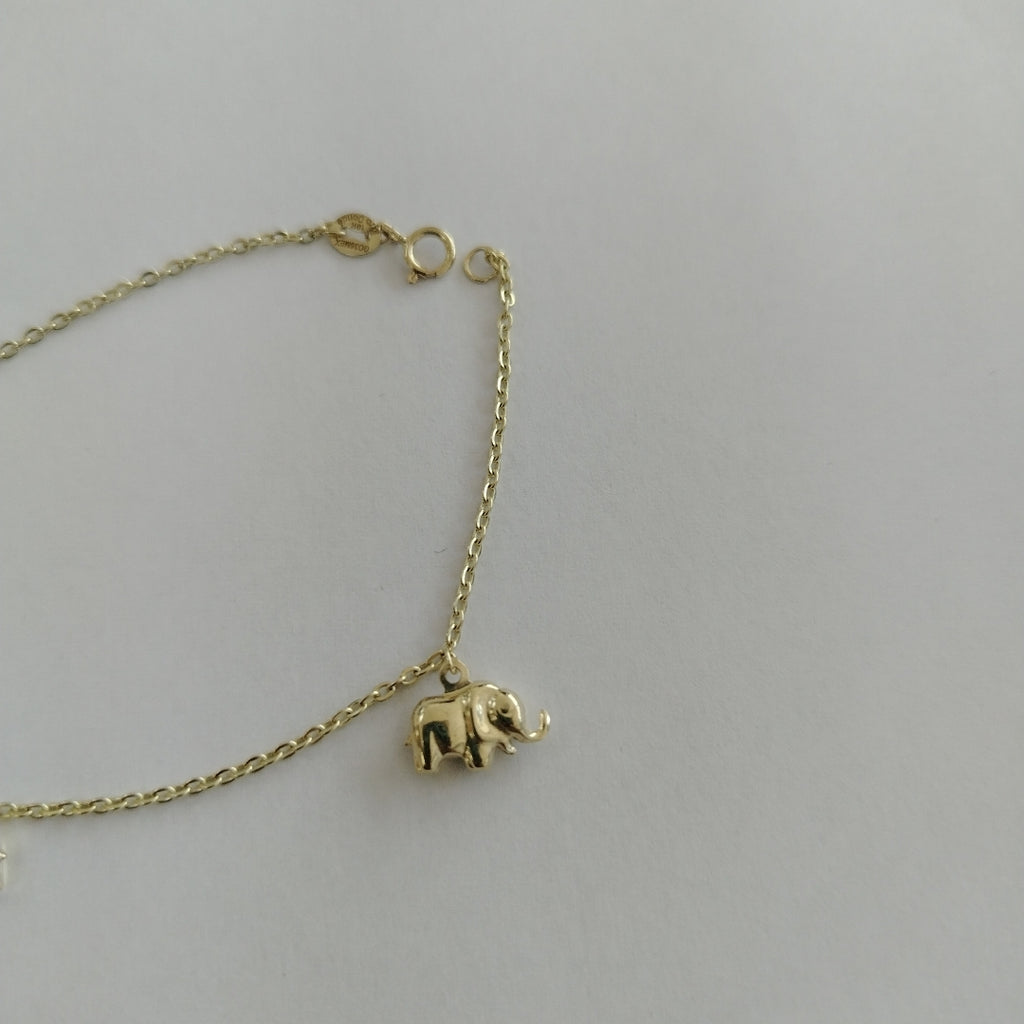PULSERA ESPECIAL CON DIJES ELEFANTES 10K 18 CM 2.1 GR (NUEVO)
