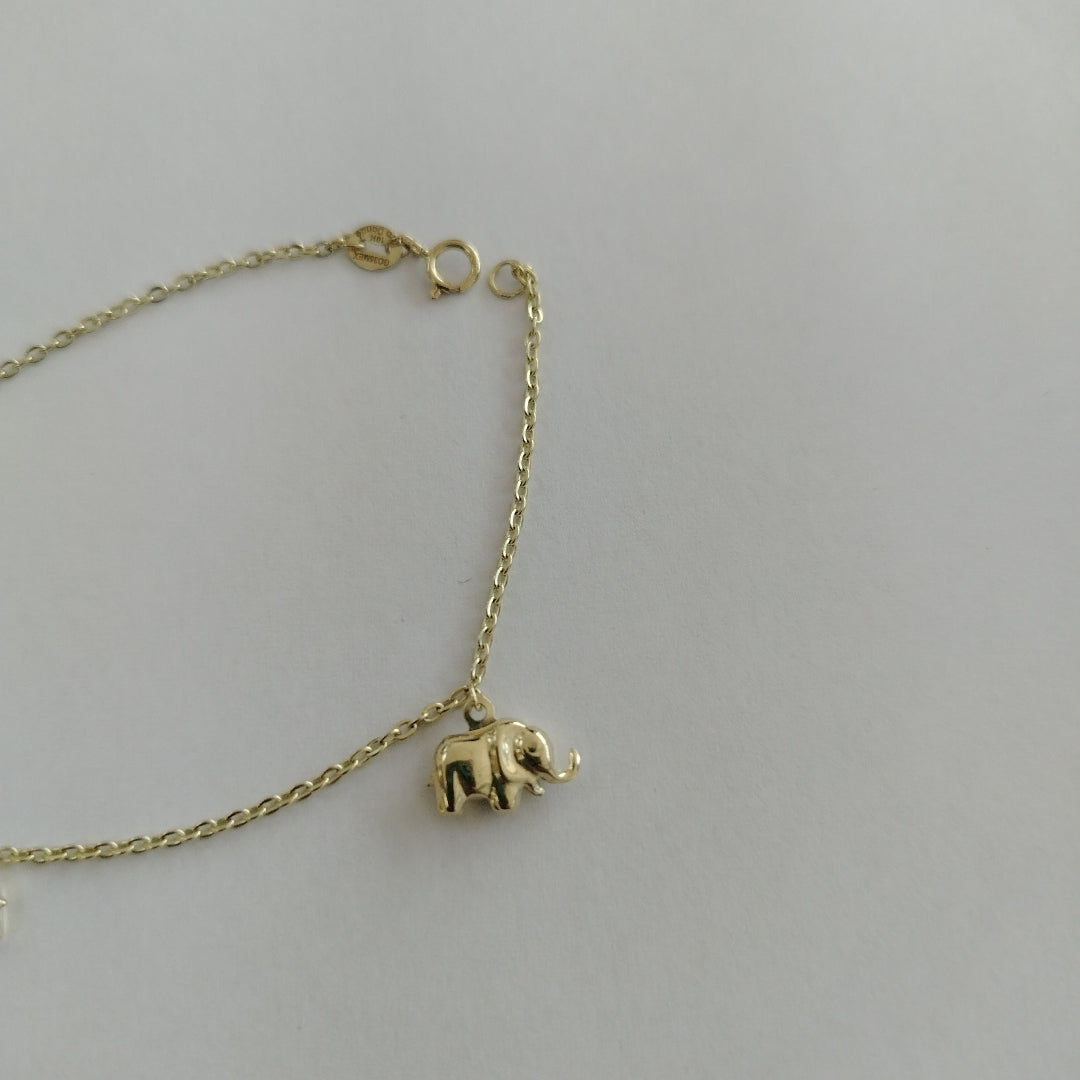PULSERA ESPECIAL CON DIJES ELEFANTES 10K 18 CM 2.1 GR (NUEVO)