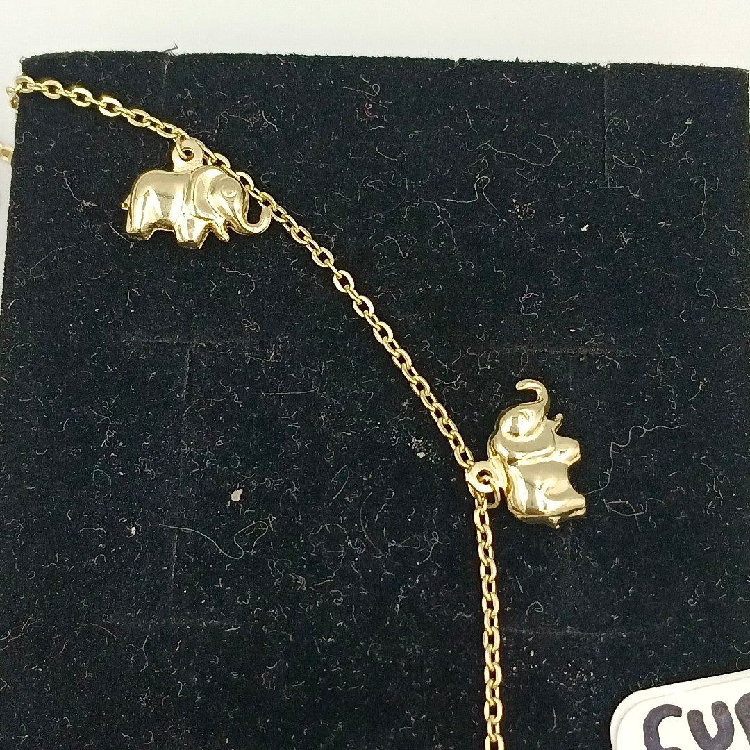 PULSERA ESPECIAL CON DIJES ELEFANTES 10K 18 CM 2.1 GR (NUEVO)