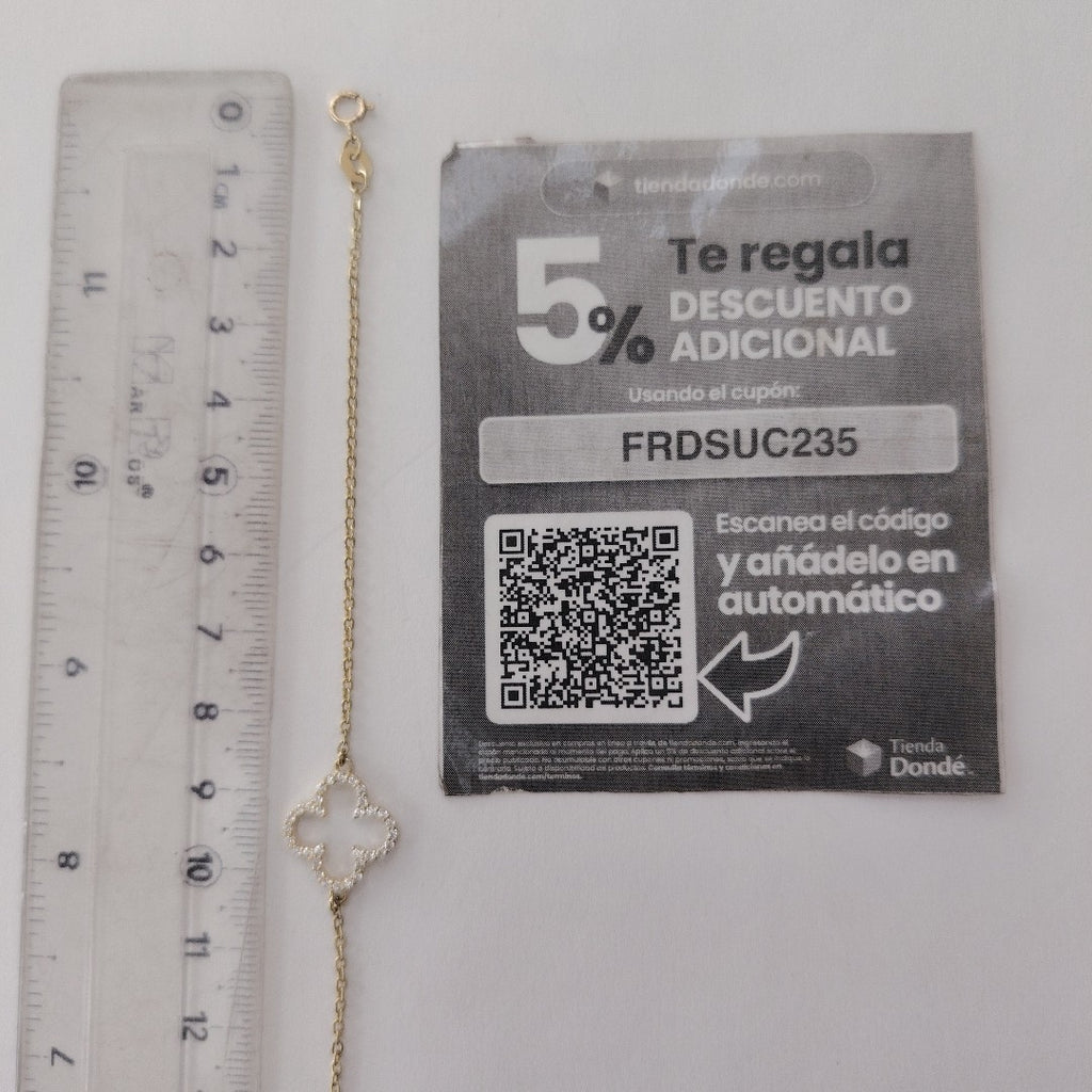 PULSERA TEJIDO ESPECIAL C CIRCONIAS 14K 18 CM 1.8 GR (NUEVO)
