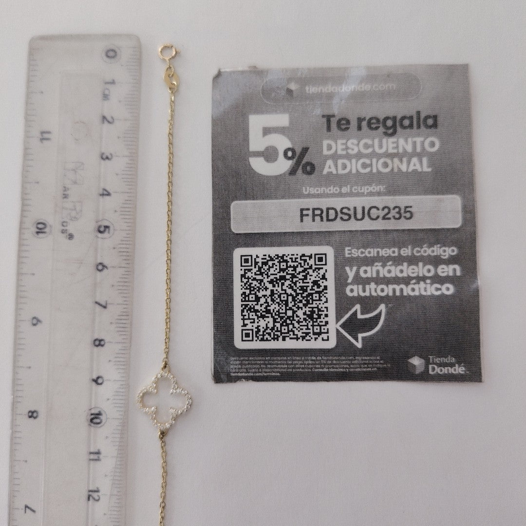 PULSERA TEJIDO ESPECIAL C CIRCONIAS 14K 18 CM 1.8 GR (NUEVO)