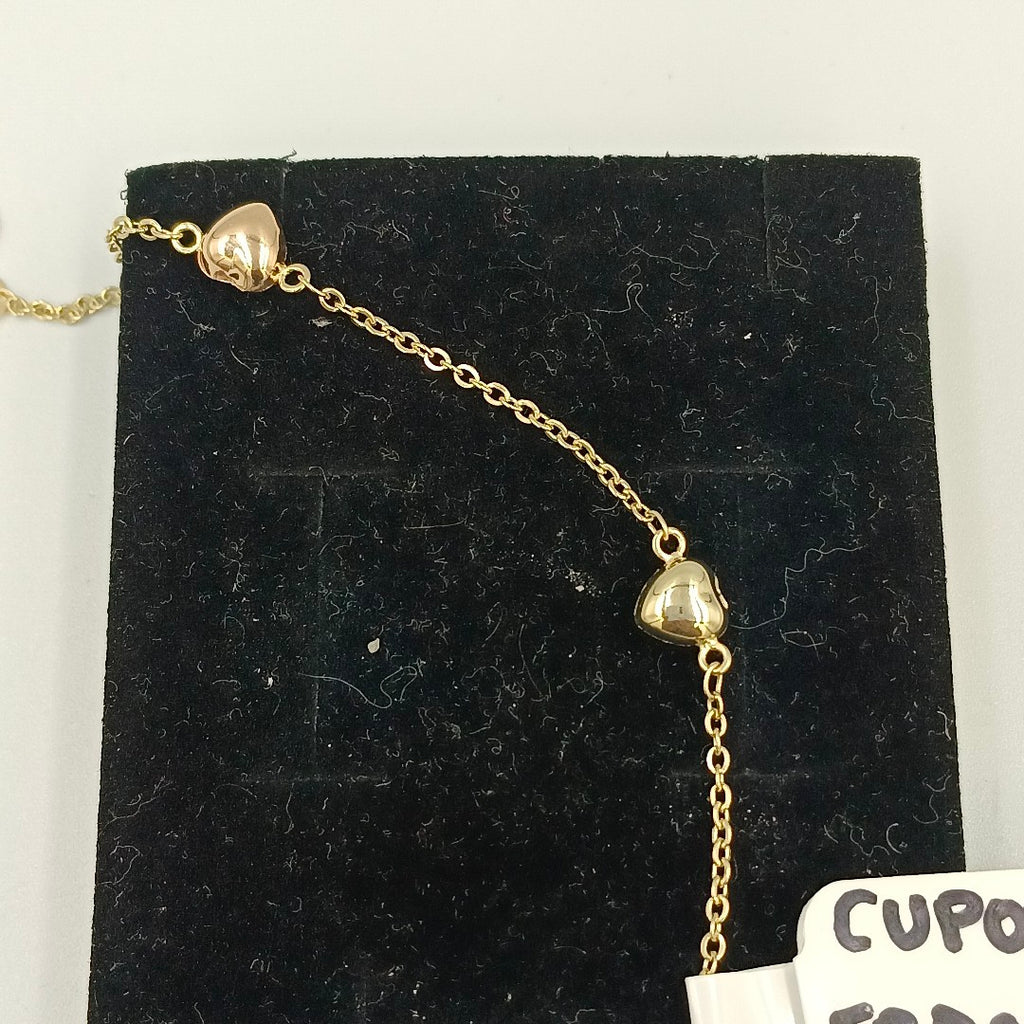 PULSERA ESP CON CORAZONES COMBINADOS 14K 18 CM 1.6 GR (NUEVO)
