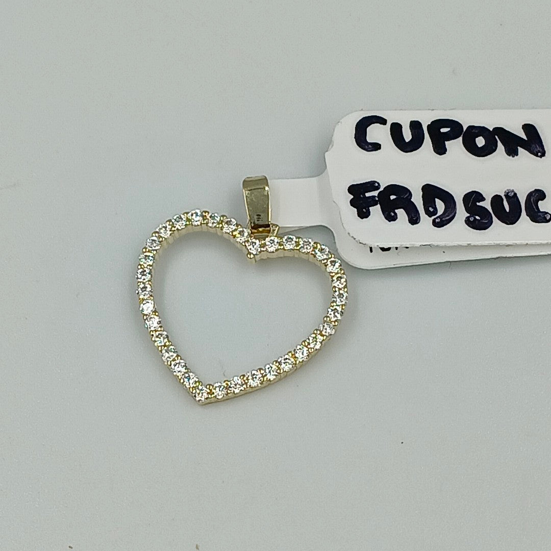DIJE CORAZON CON CIRCONIAS 10K 1.2 GR (NUEVO)