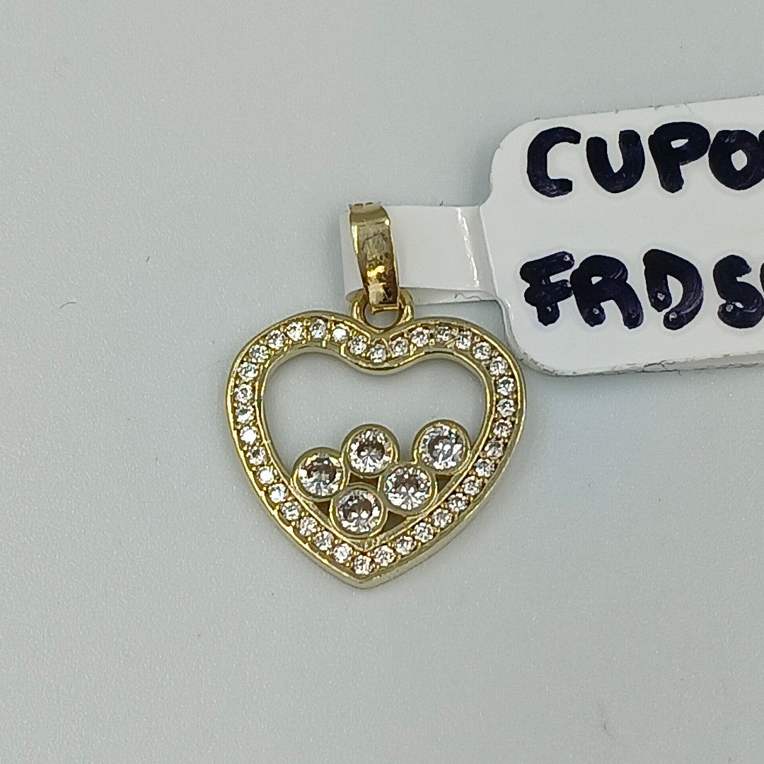 DIJE CORAZON CON CIRCONIAS 14K 1.7 GR (NUEVO)