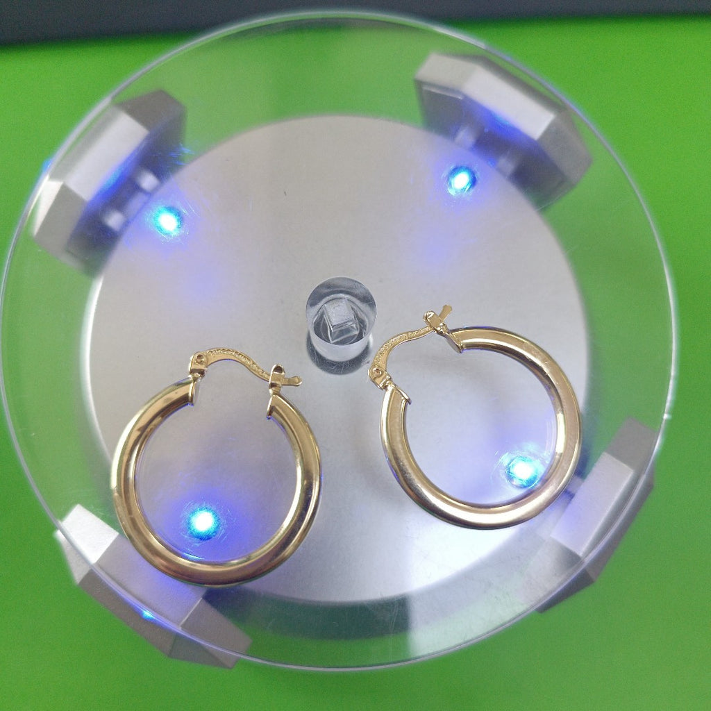 ARETES TEJIDO ARRACADA LISA 14K 2 GR (NUEVO)