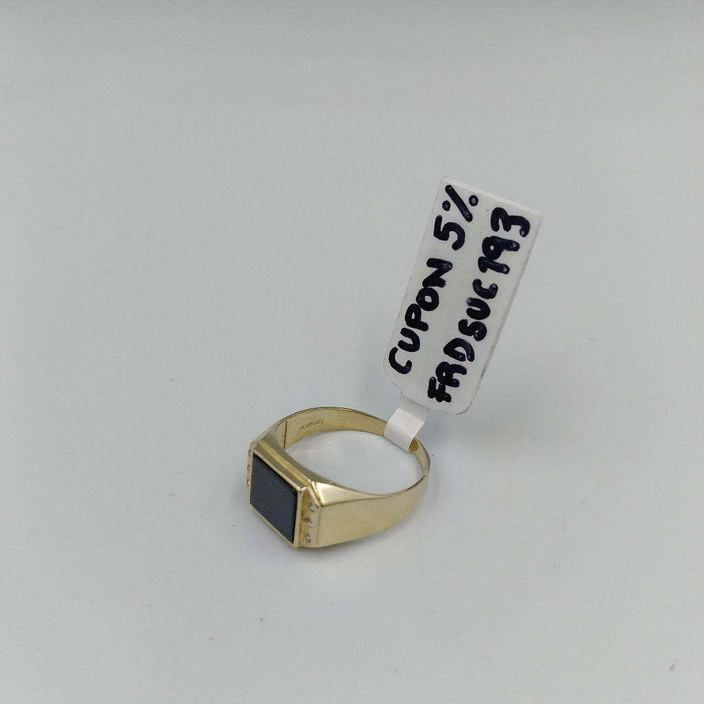ANILLOS CON ONIX Y CIRCONIAS 10K TALLA 11 3.8 GR (NUEVO)