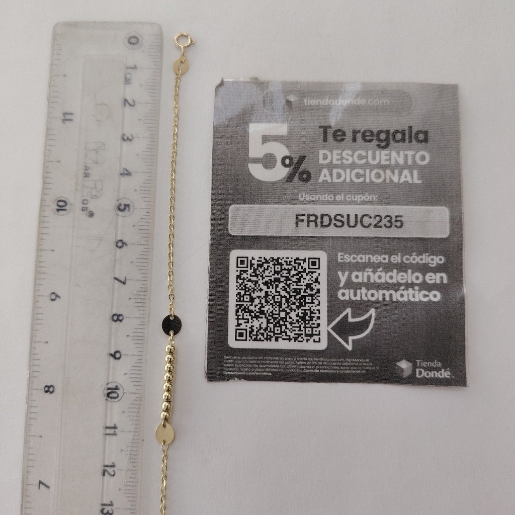 PULSERA TEJIDO ESPECIAL CON BOLITAS 14K 18 CM 1.7 GR (NUEVO)