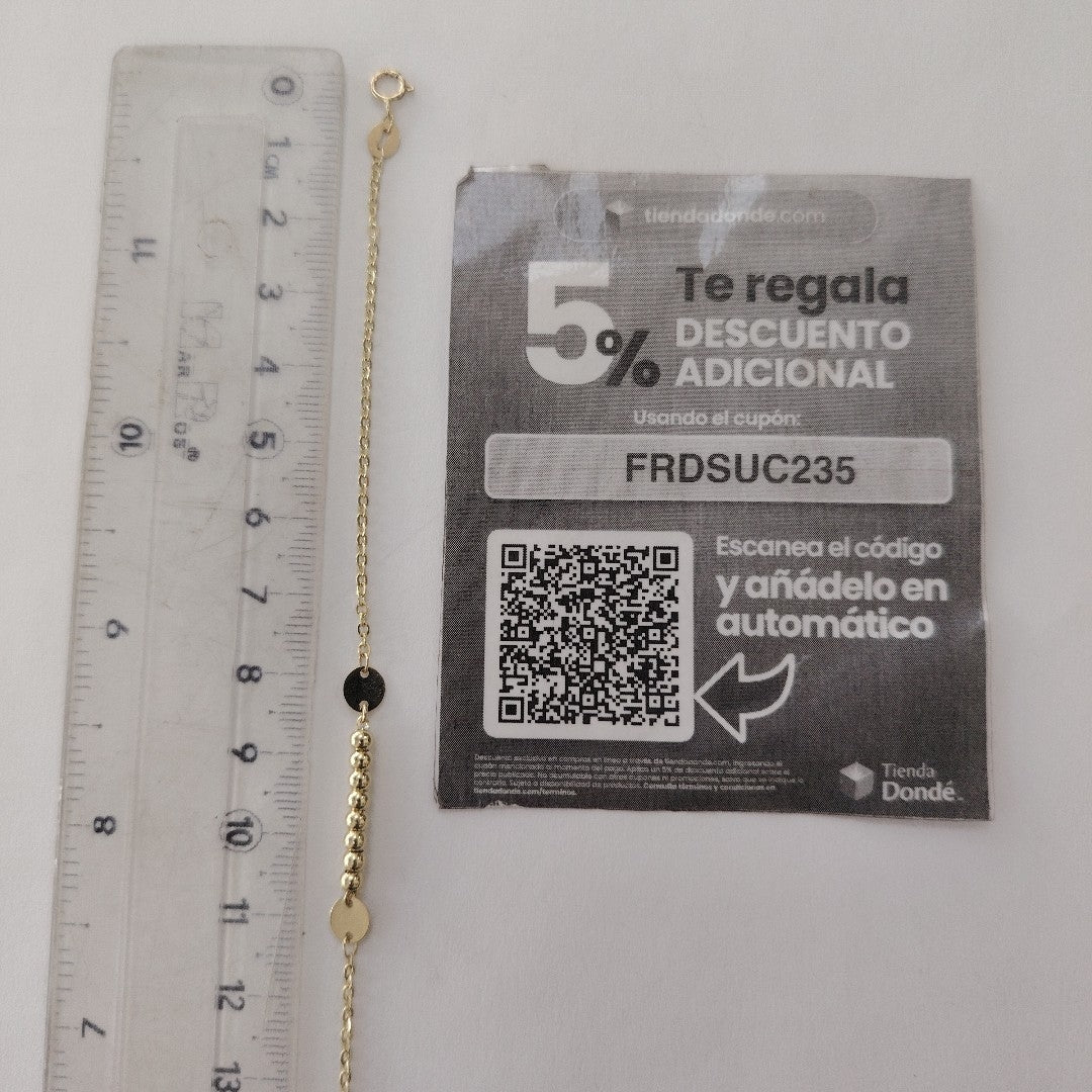 PULSERA TEJIDO ESPECIAL CON BOLITAS 14K 18 CM 1.7 GR (NUEVO)