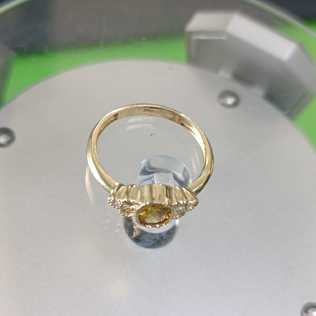 ANILLOS CIRCONIAS Y PIEDRA DE COLOR 14K TALLA 7 2 GR (NUEVO)