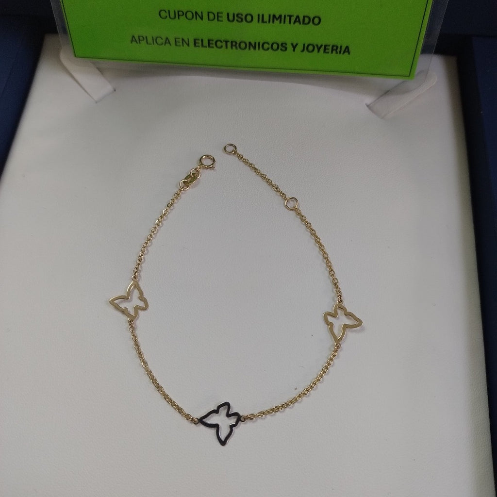 PULSERA ESPECIAL C MARIPOSAS 14K 18 CM 1.7 GR (NUEVO)