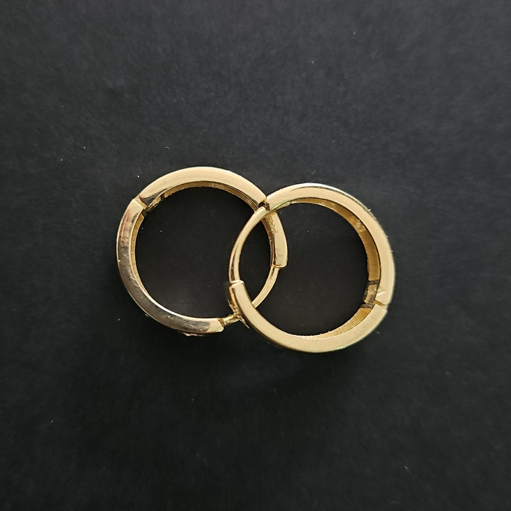 ARETES TEJIDO HUGGIES CON CIRCONIAS 14K 2.9 GR (NUEVO)