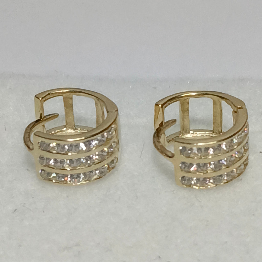 ARETES HUGGIES C CIRCONIA 14K 2.1 GR (NUEVO)