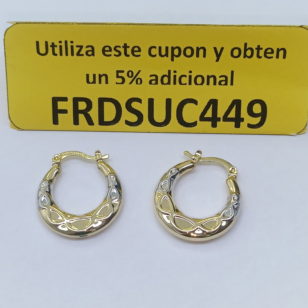 ARETES ARRACADAS COMBINADAS CON INFINITO 14K 2.2 GR (NUEVO)