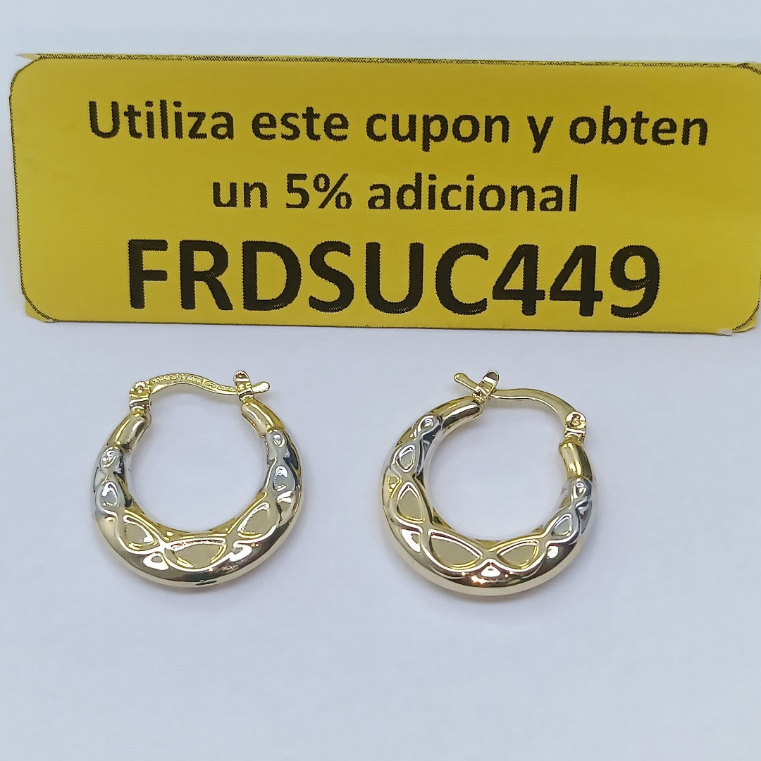 ARETES ARRACADAS COMBINADAS CON INFINITO 14K 2.2 GR (NUEVO)