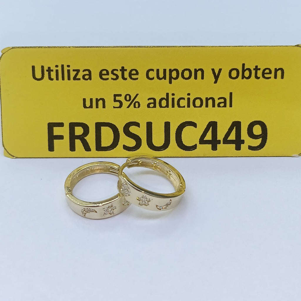 ARETES TEJIDO HUGGIES CON CIRCONIAS 14K 2.9 GR (NUEVO)