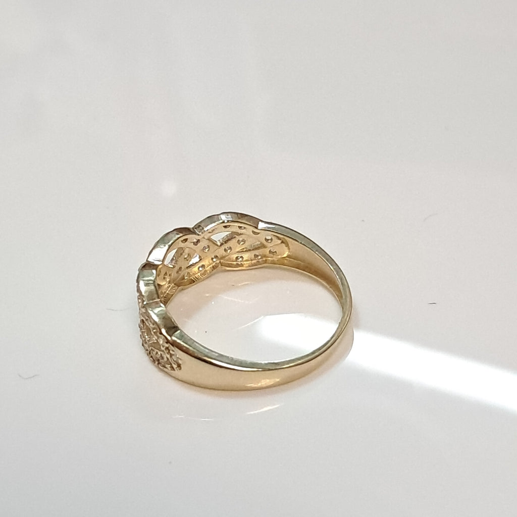 ANILLOS TRENZADO CON CIRCONIAS 14K TALLA 7 2.2 GR (NUEVO)